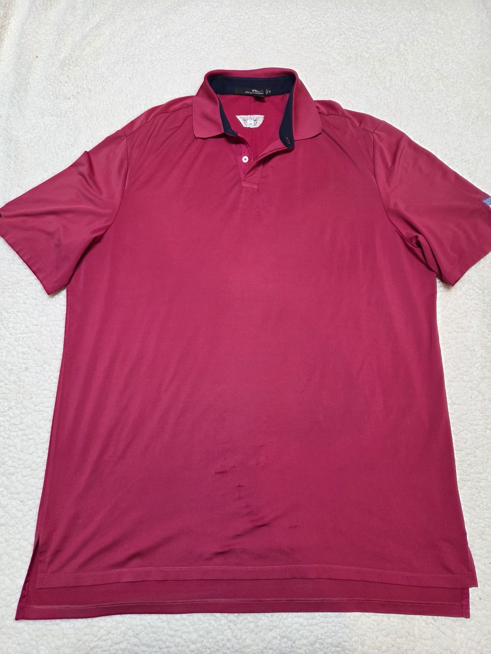 RLX Ralph Lauren Men's Polo in Berry Red with Navy Collar